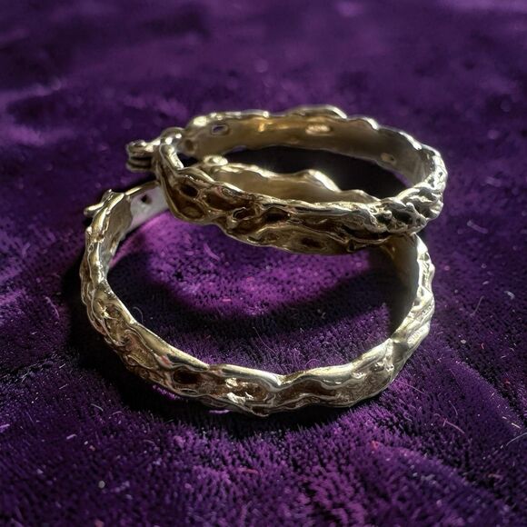 Monet Jewelry - Monet vintage gold hoop earrings rare beautiful natural made style